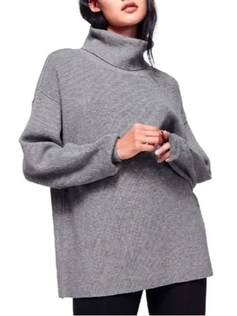 Free People Gray Turtleneck Tunic Size Medium